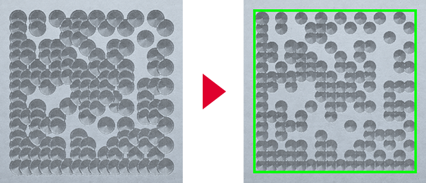 Auf Zylinderblöcken und anderen Gussteilen werden Codes häufig durch Nadeln in das Material geprägt. Durch den Verschleiß der Nadelspitze kann die Prägung ungenau werden. In solchen Fällen können Bildverarbeitungsfilter eingesetzt werden, um das Lesen zu ermöglichen.