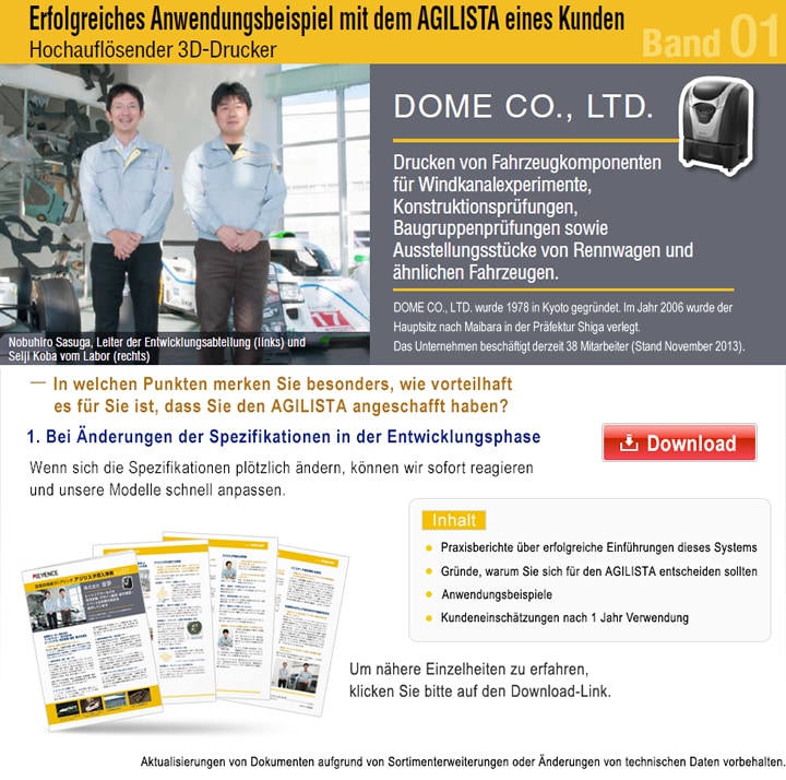 Erfolgreiches Anwendungsbeispiel mit dem AGILISTA eines Kunden Hochauflösender 3D-Drucker Band 01 (Deutsch)
