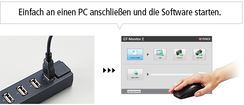 Einfach an einen PC anschließen und die Software starten.