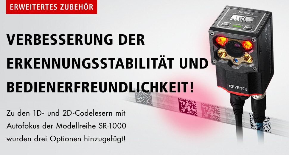 [ERWEITERTES ZUBEHÖR]VERBESSERUNG DER ERKENNUNGSSTABILITÄT UND BEDIENERFREUNDLICHKEIT! Zu den 1D- und 2D-Codelesern mit Autofokus der Modellreihe SR-1000 wurden drei Optionen hinzugefügt!