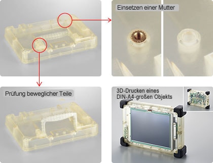 Hier sehen Sie Bilder der Druckprobe eines Touch-Panels. 
