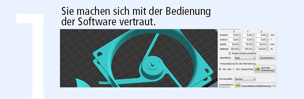 Sie machen sich mit der Bedienung der Software vertraut. 