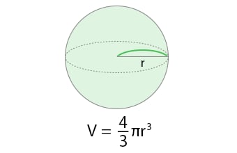 V = {\frac{4}{3}}{\pi}{r^3}