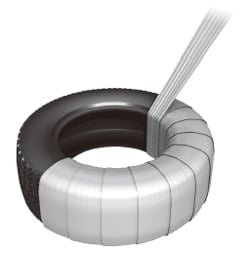 Verpackungsmaterial verwickelt sich beim Einwickeln von Reifen
